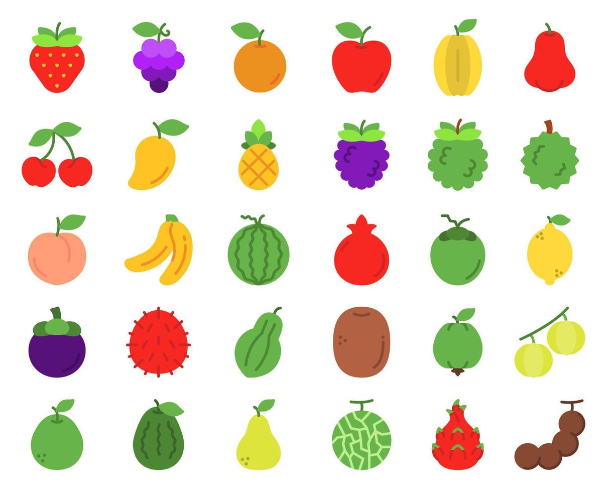 jeu d'icônes de fruits, vecteur, illustration. vecteur