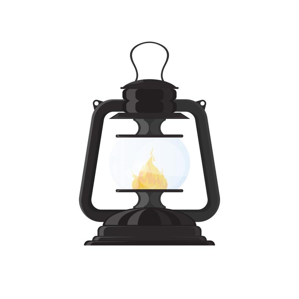 icône de lampe à pétrole de dessin animé sur illustration vectorielle fond blanc vecteur