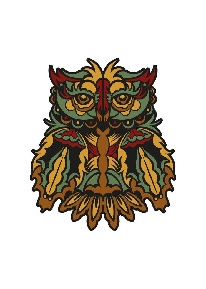 ornement de hibou dans le style de couleur baroque .illustration vectorielle vecteur