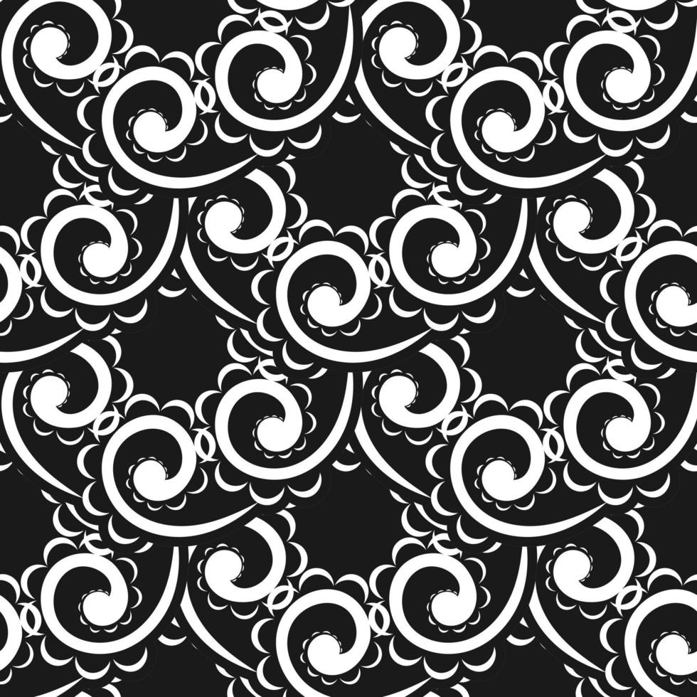 fond vectorielle continue damassé. élément floral noir et blanc. ornement graphique pour papier peint, tissu, emballage, emballage. ornement floral damassé. vecteur