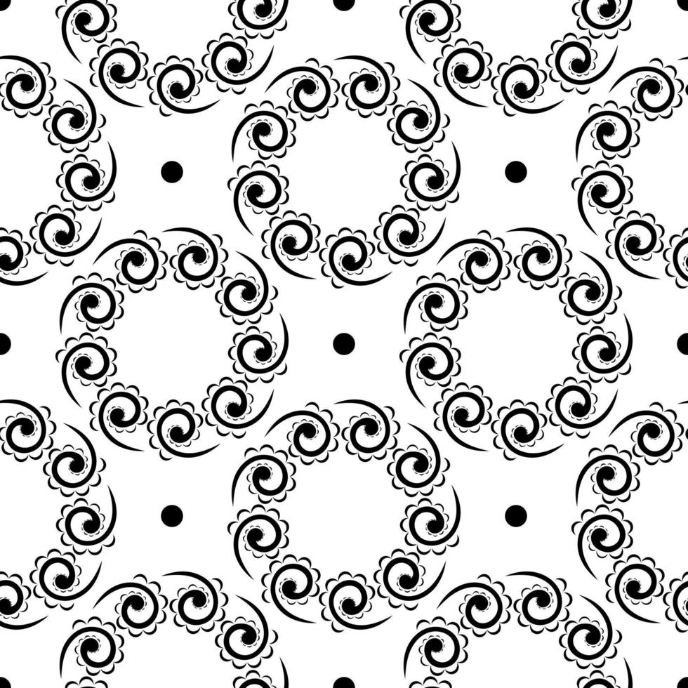 fond oriental vectorielle continue. papier peint dans un motif de style baroque. élément floral noir et blanc. ornement pour papier peint, tissu, emballage, emballage. vecteur