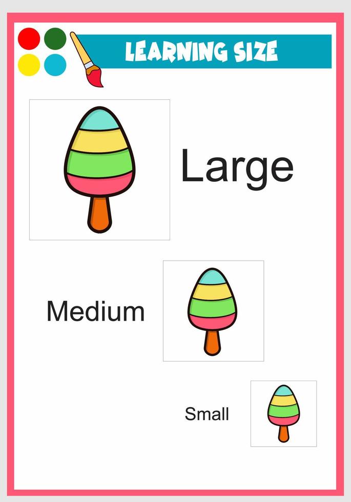 taille d'apprentissage pour les enfants, délicieuse crème glacée vecteur