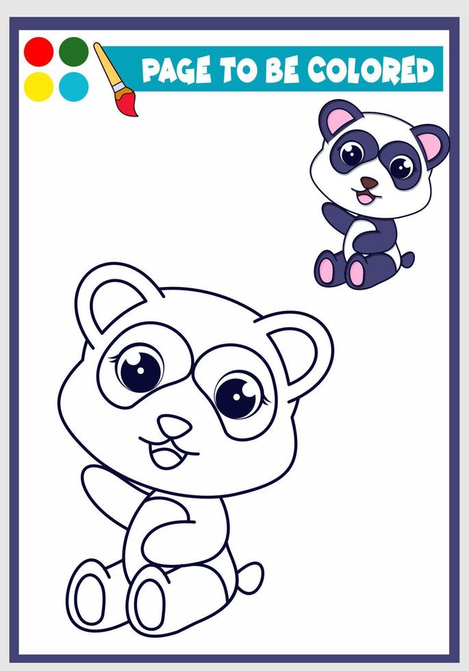 livre de coloriage pour enfants avec panda mignon, modèle de coloriage, coloriage pour enfants vecteur