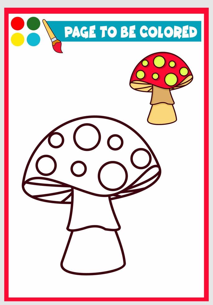 livre de coloriage avec un champignon mignon vecteur