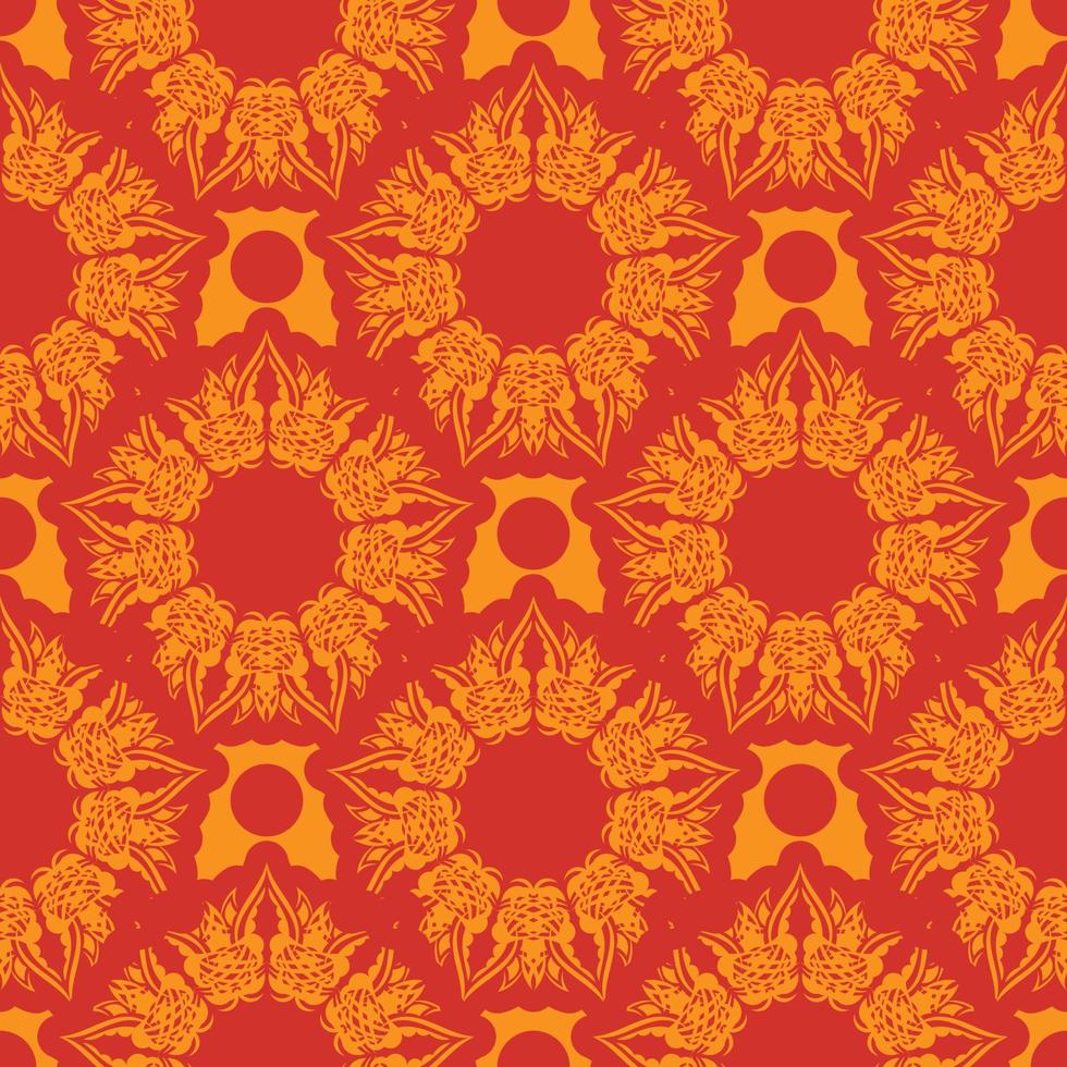 modèle sans couture rouge-orange avec des ornements décoratifs de luxe, vintage. bon pour les arrière-plans, les imprimés, les vêtements et les textiles. illustration vectorielle. vecteur