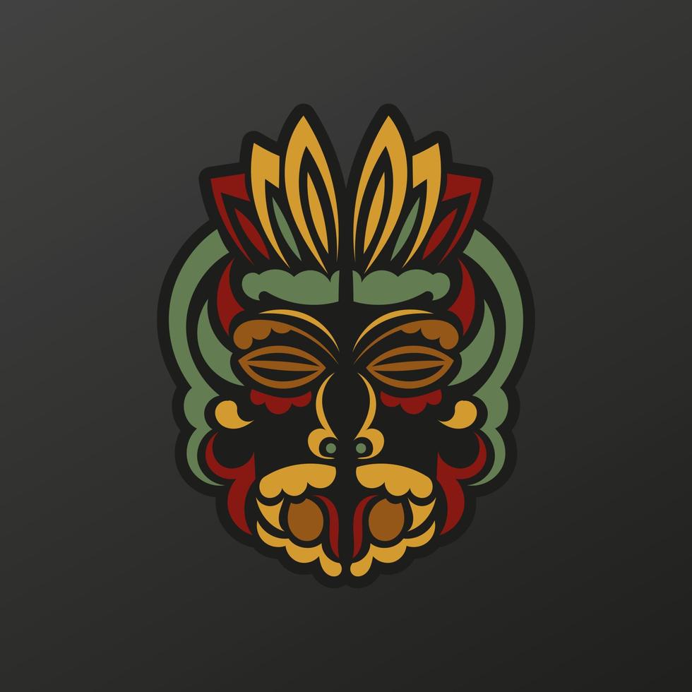 visage des dieux du tatouage des tribus anciennes. motif luxueux avec des motifs de dentelle. isolé. illustration vectorielle vecteur