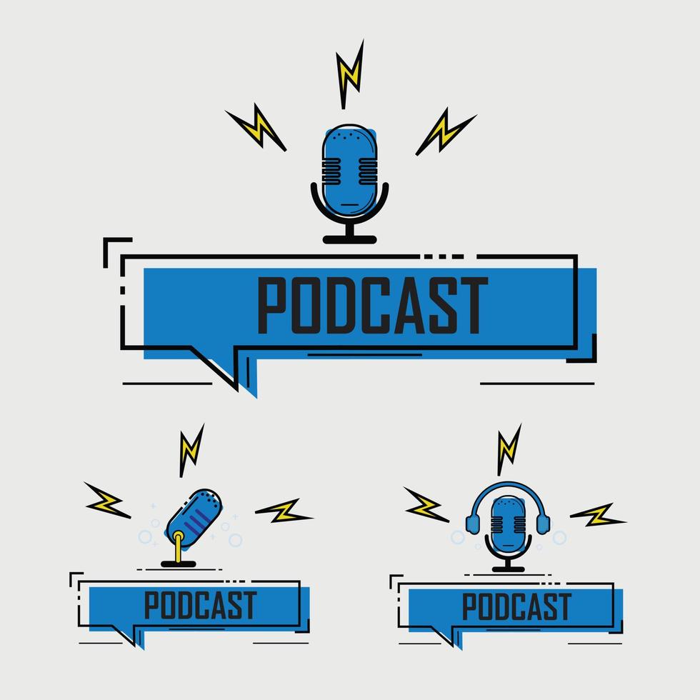 logo du podcast. radio, icône de microphone vecteur