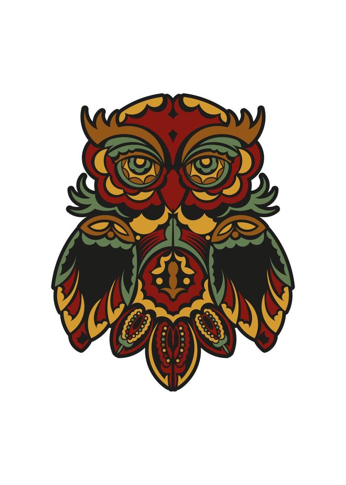 ornement de hibou dans le style de couleur baroque .illustration vectorielle vecteur