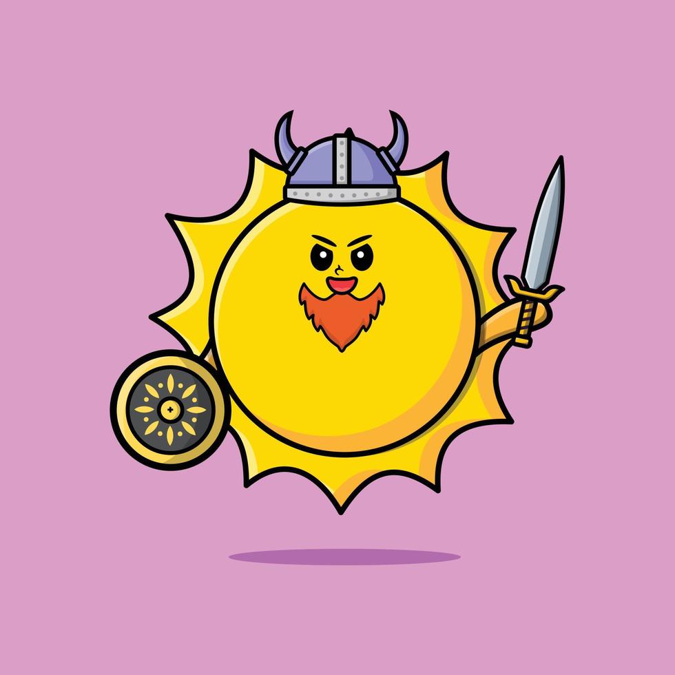 personnage de dessin animé mignon soleil viking pirate vecteur