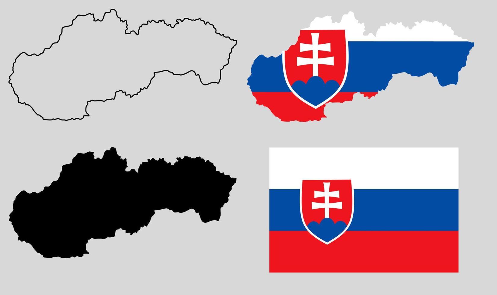 ensemble d'icônes de drapeau de carte de république slovaque vecteur
