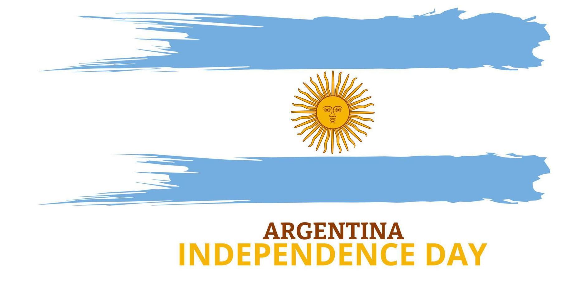Joyeuse fête de l'indépendance de l'Argentine avec drapeau isolé sur fond blanc vecteur