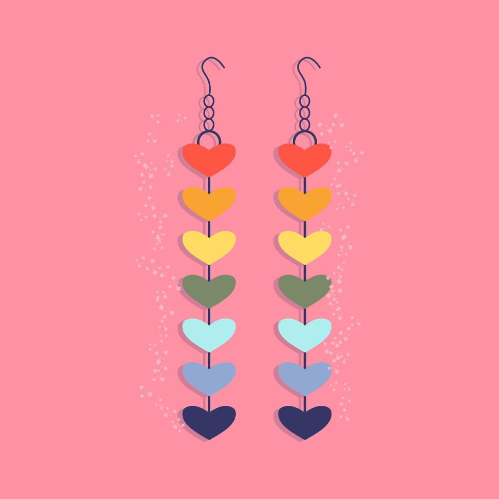 notion de fierté. boucles d'oreilles irisées en forme de cœur. un symbole d'amour sans limites. concept lgbtq. l'égalité et la protection de l'amour. vecteur