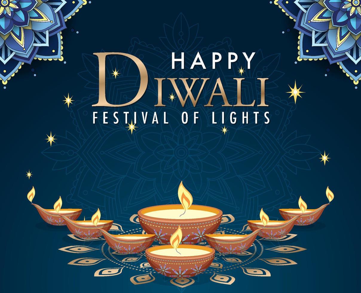 affiche du joyeux festival des lumières de diwali vecteur