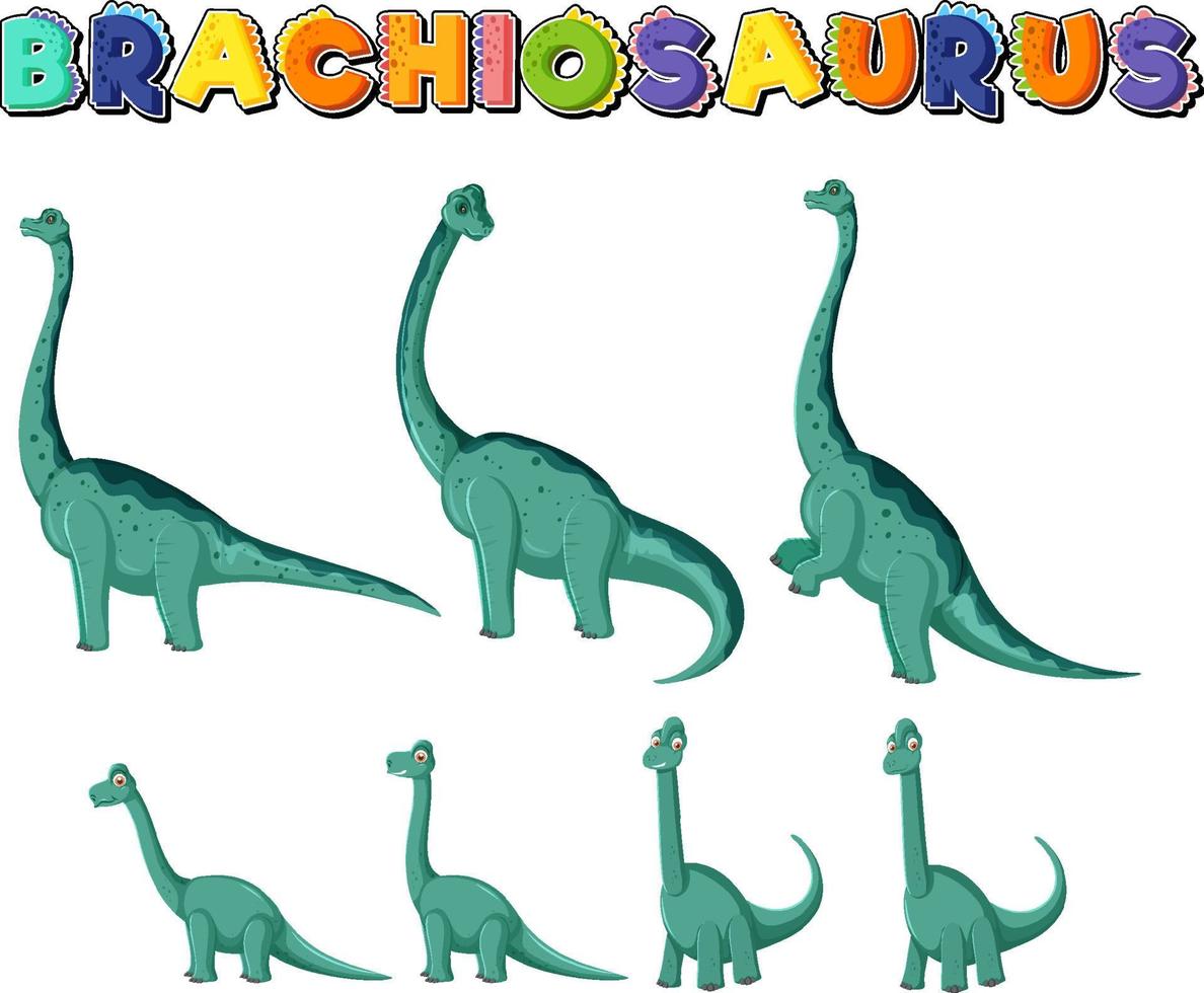 ensemble de personnages mignons de dinosaures brachiosaurus vecteur