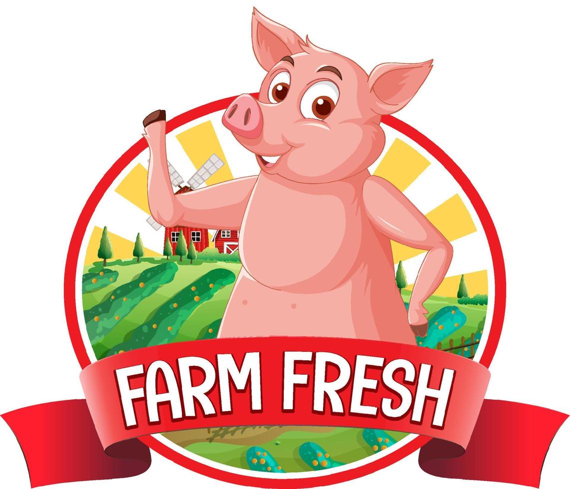 logo frais de la ferme porcine pour les produits de porc vecteur