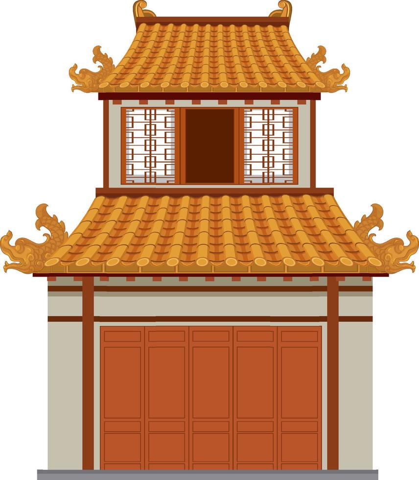 Bâtiment traditionnel chinois sur fond blanc vecteur