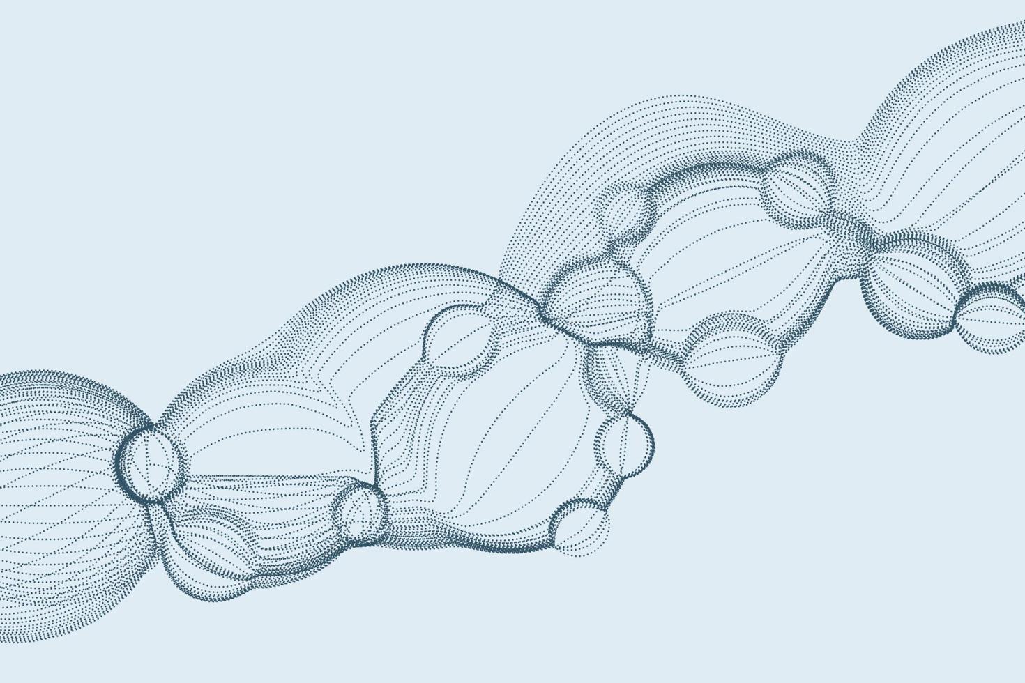 arrière-plan futuriste de forme de particules de bulles qui coule dans l'air. illustration de la structure de la molécule de virus vecteur