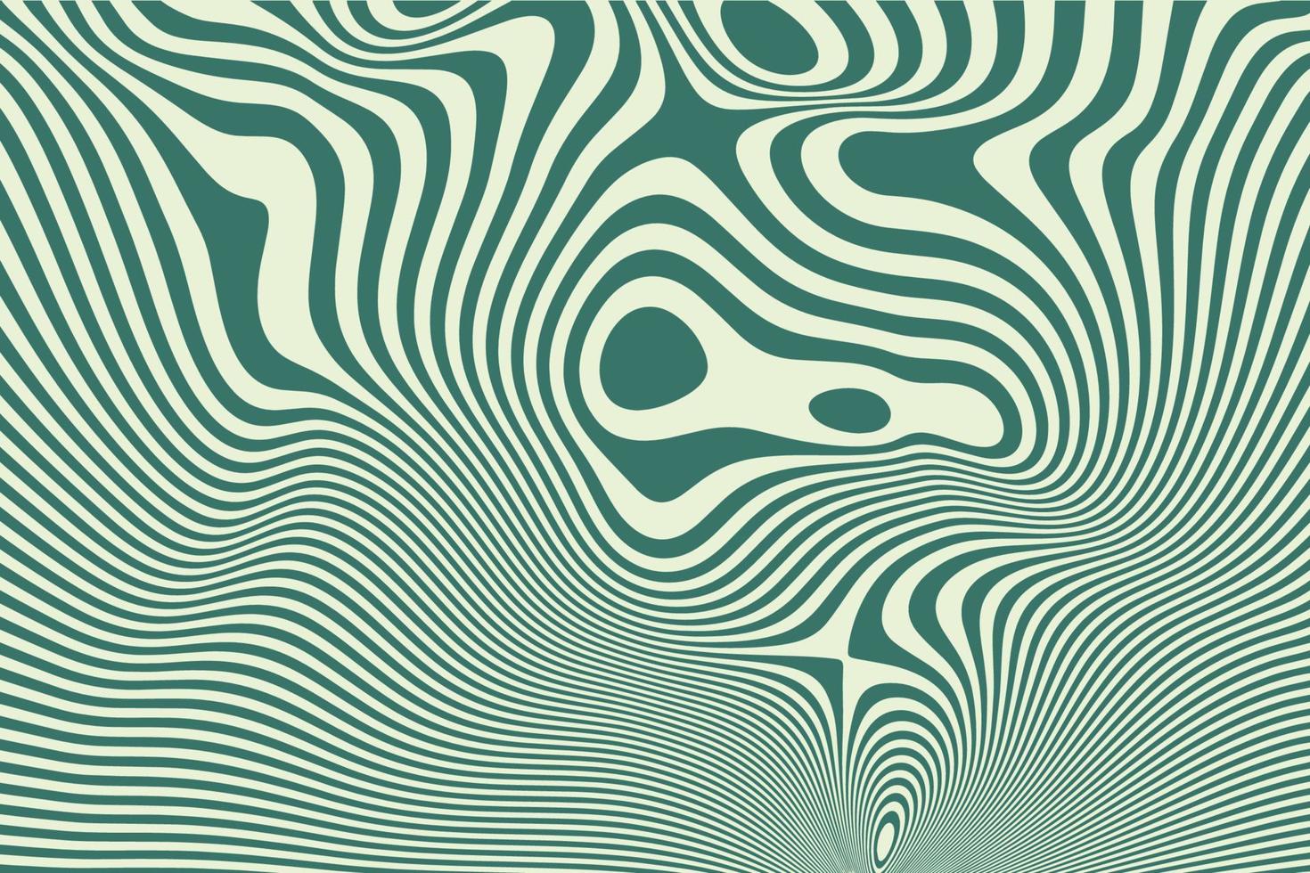 fond de lignes fluides dynamiques. motif d'illusion d'optique de vague rayé liquide vert vintage abstrait vecteur