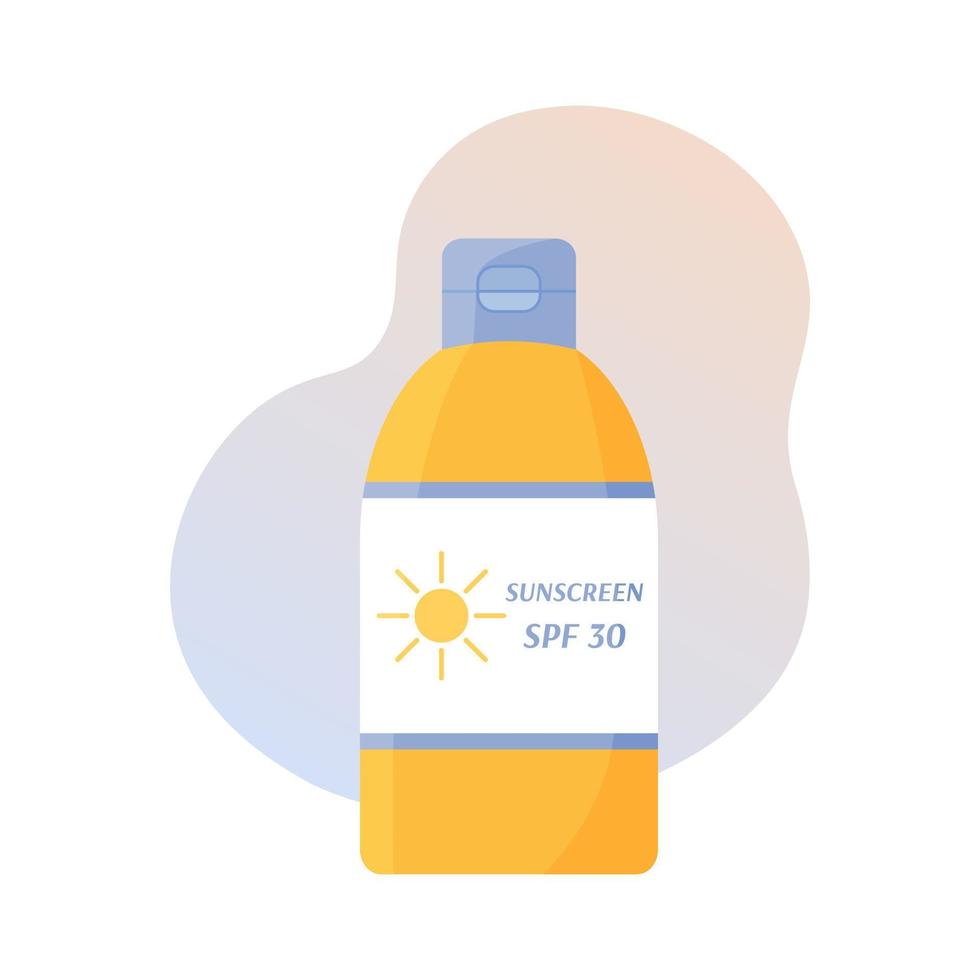 bouteille de crème solaire isolée. crème anti-uv. concept de bronzage sûr. produit cosmétique de soins de la peau d'été. illustration vectorielle plane vecteur