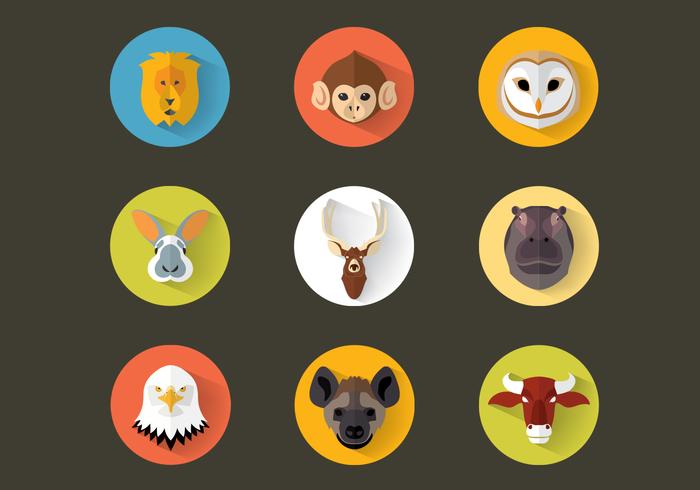 Flat Animal Icon Pack Vector