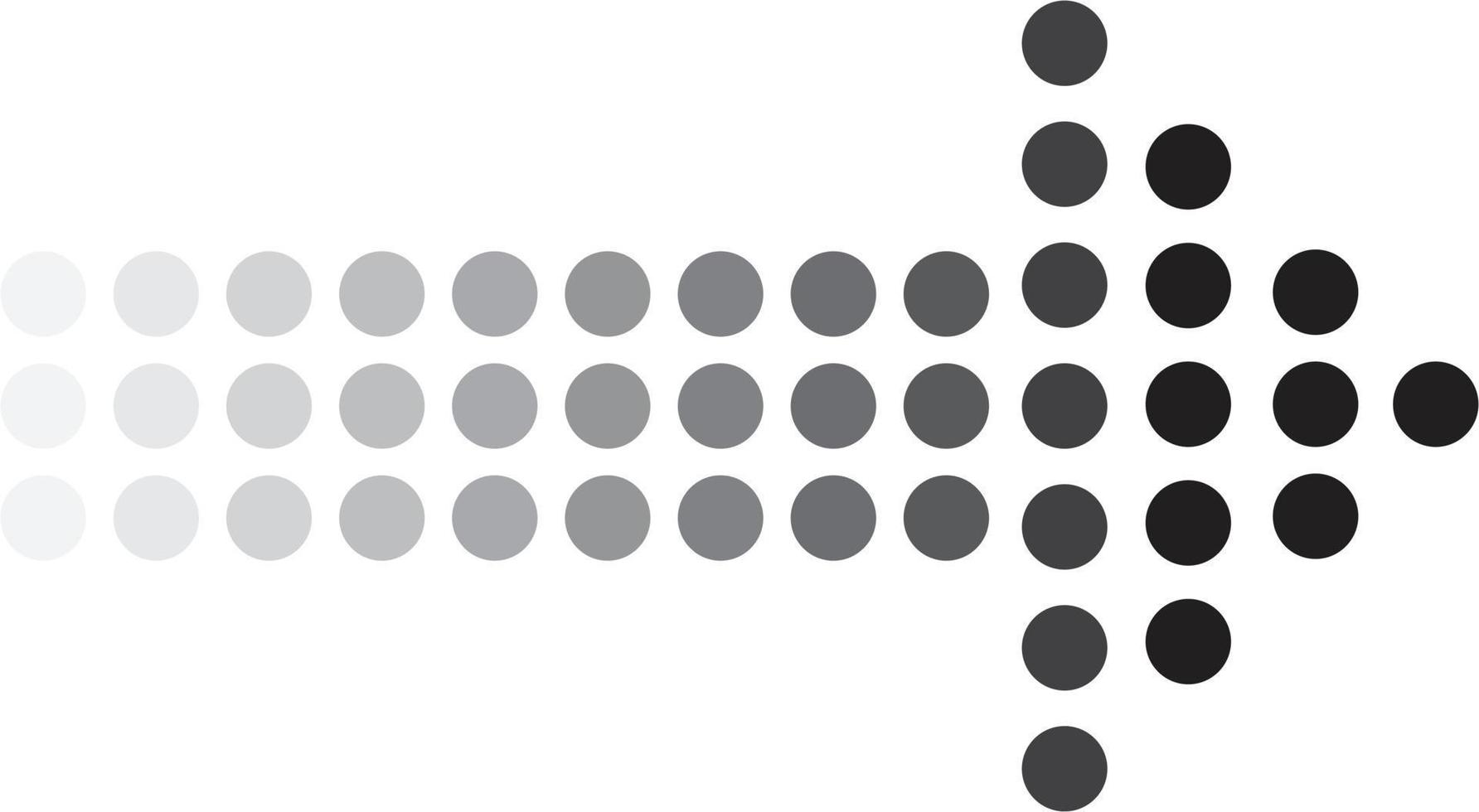 icône de flèche de points sur fond blanc. signe de flèche de points. symbole de flèche de points noirs. vecteur