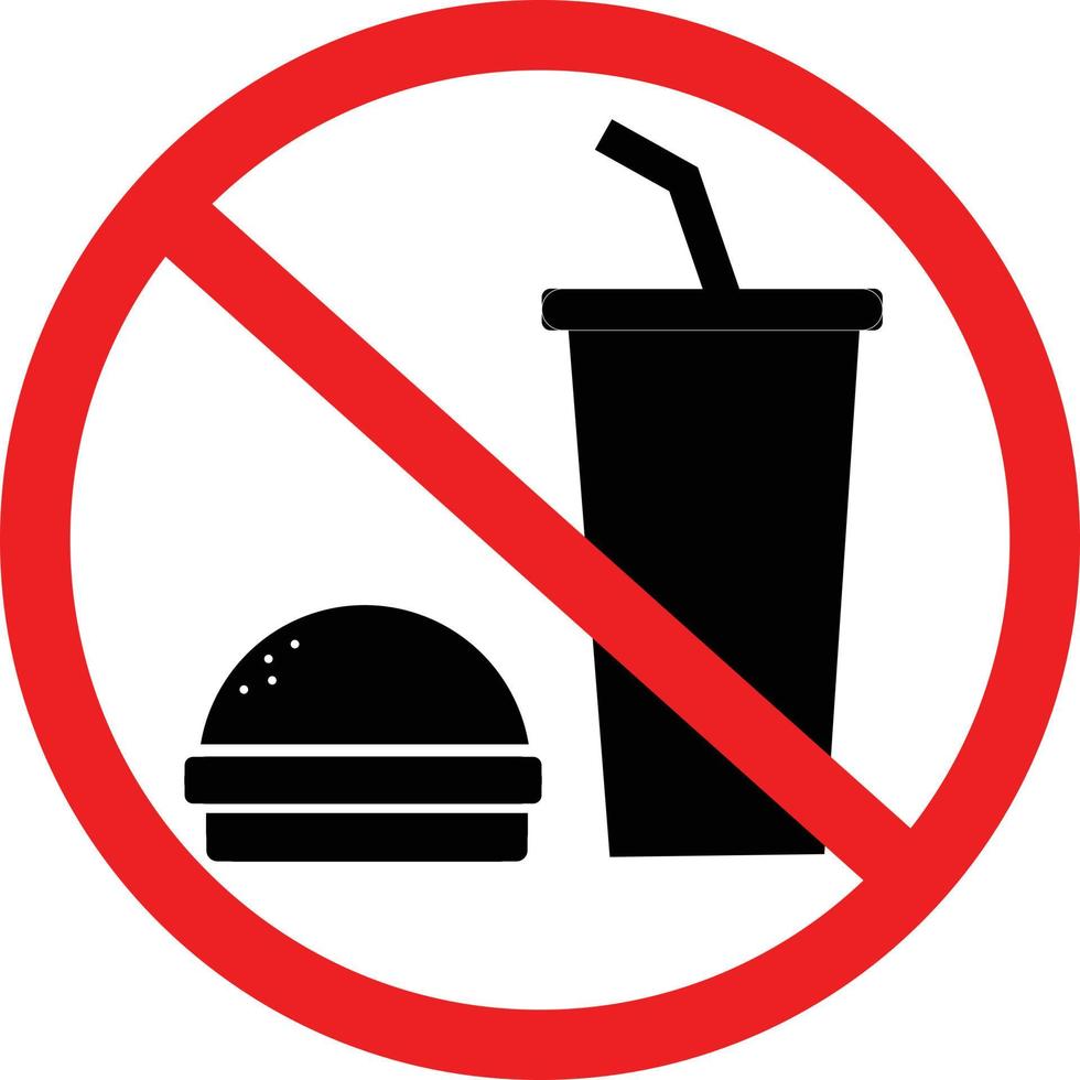 ne pas manger et boire l'icône. aucun signe de nourriture et de boisson. aucun symbole de nourriture autorisée. signe d'interdiction. vecteur