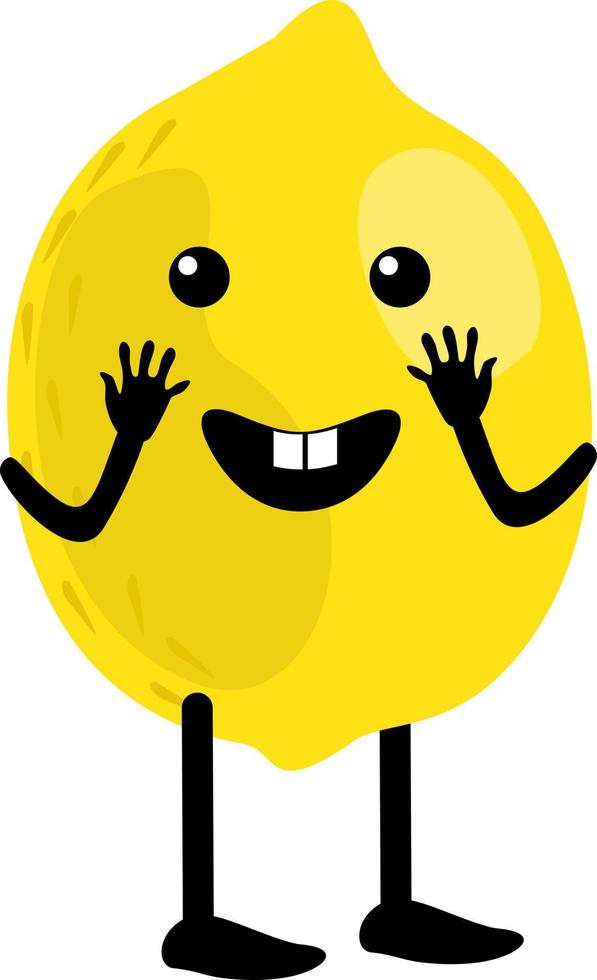 dessin animé de conception de personnage de citron mignon, vecteur de modèle d'illustration d'icône de citron. fruit de citron heureux avec un joli visage kawaii, personnage végétarien drôle
