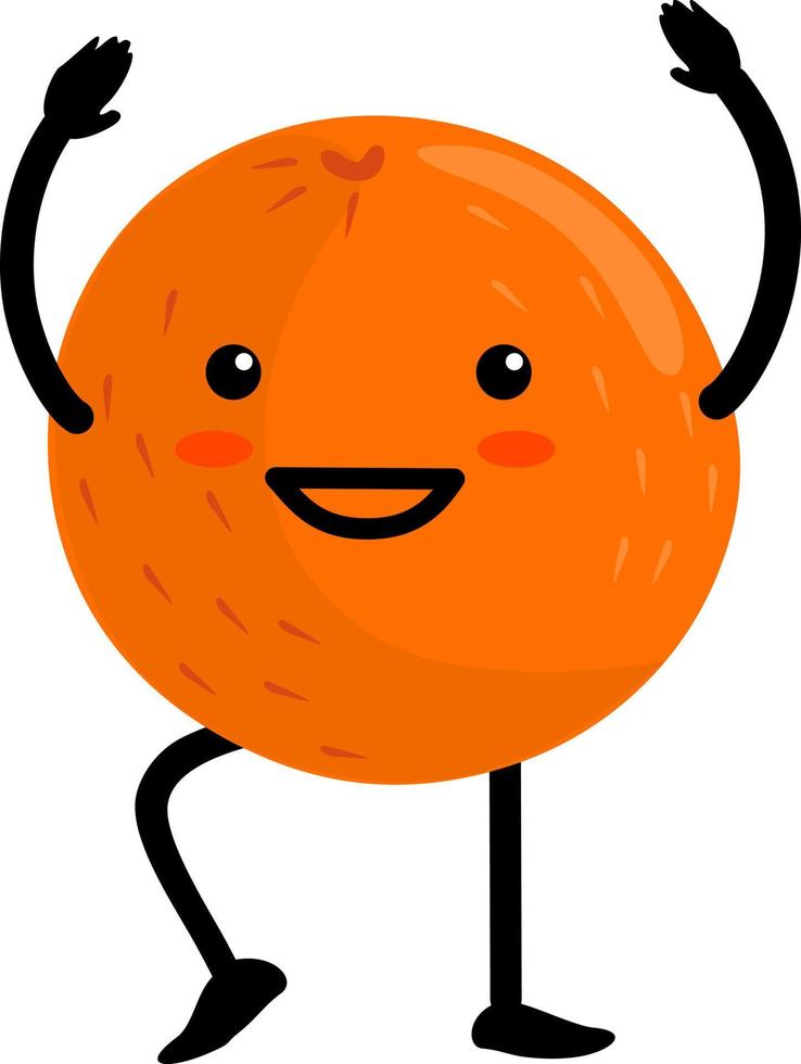 conception de personnage orange mignon de dessin animé, vecteur de modèle d'illustration d'icône d'agrumes. fruit orange heureux avec un joli visage kawaii, un drôle de personnage végétarien