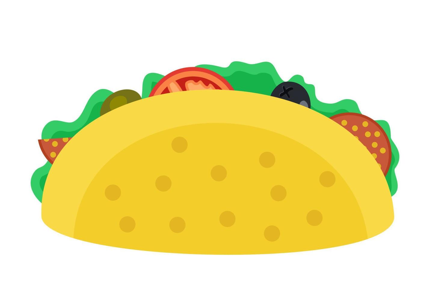 icône taco mexicaine. illustration vectorielle taco dans un style plat. tacos mexicains. tacos traditionnels isolés du fond. vecteur