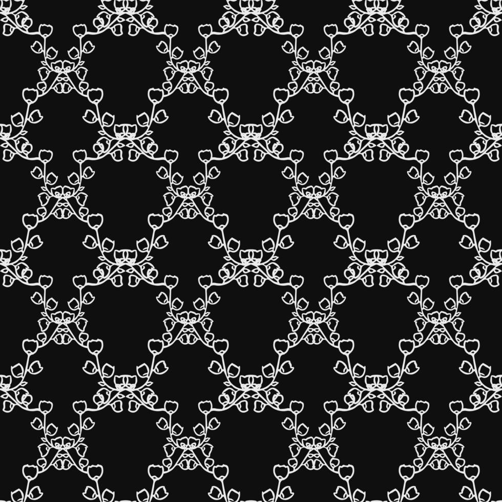 modèle vectoriel floral sans soudure. vecteur de doodle avec ornement floral sur fond noir. décor floral d'époque