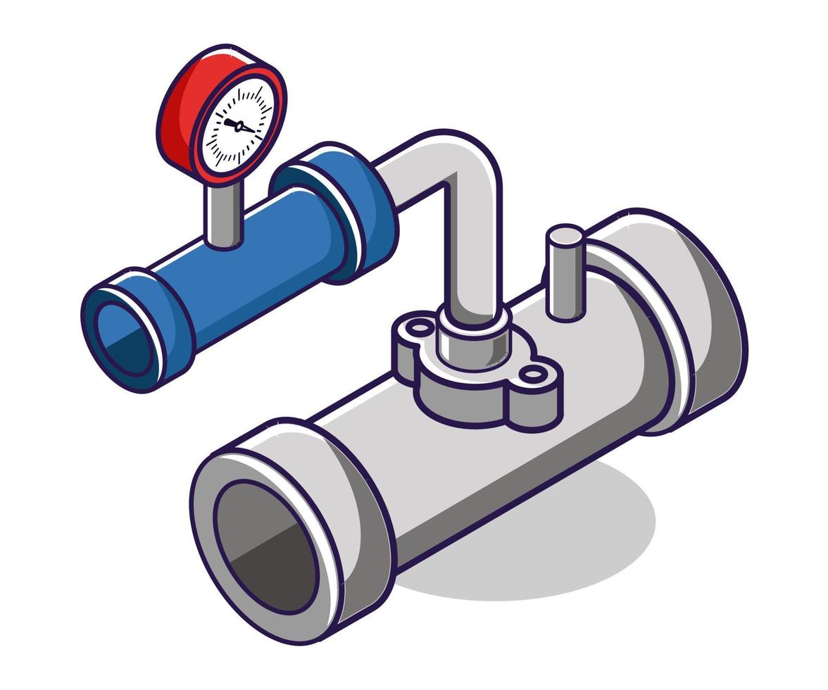 illustration de concept isométrique plat. ligne de température du tuyau de gaz vecteur