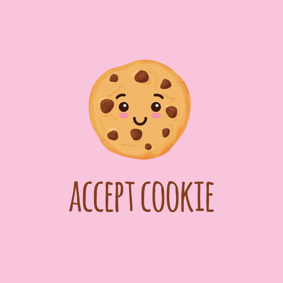 accepter les cookies, le texte. protection des informations personnelles personnage mascotte cookie. vecteur