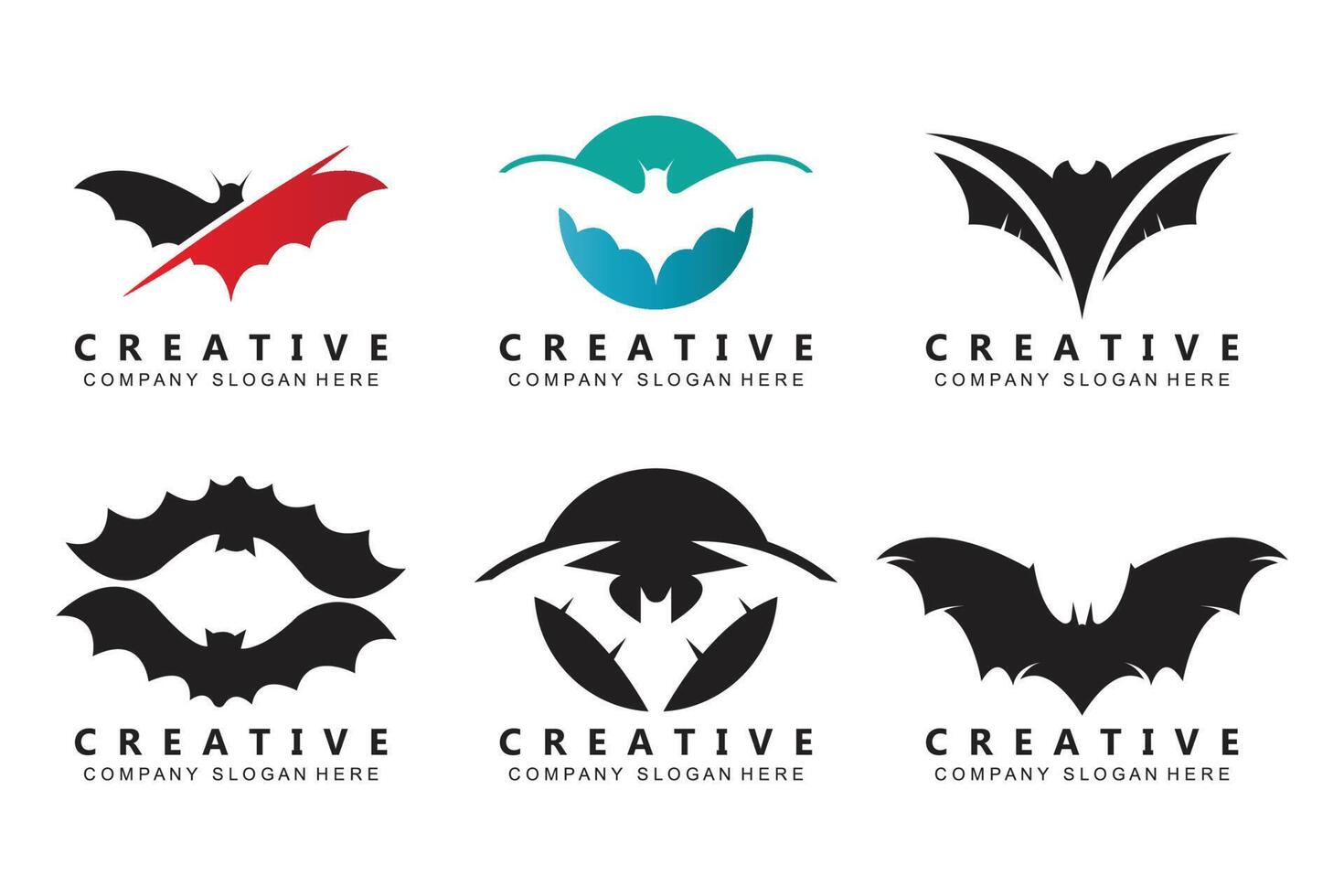 création de logo de chauve-souris, illustration d'halloween, marque d'entreprise, icône d'animal de nuit vecteur