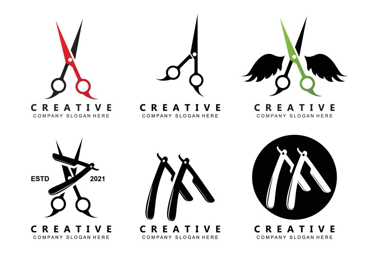 outil de coiffure ciseaux logo icône arrière-plan symbole vecteur