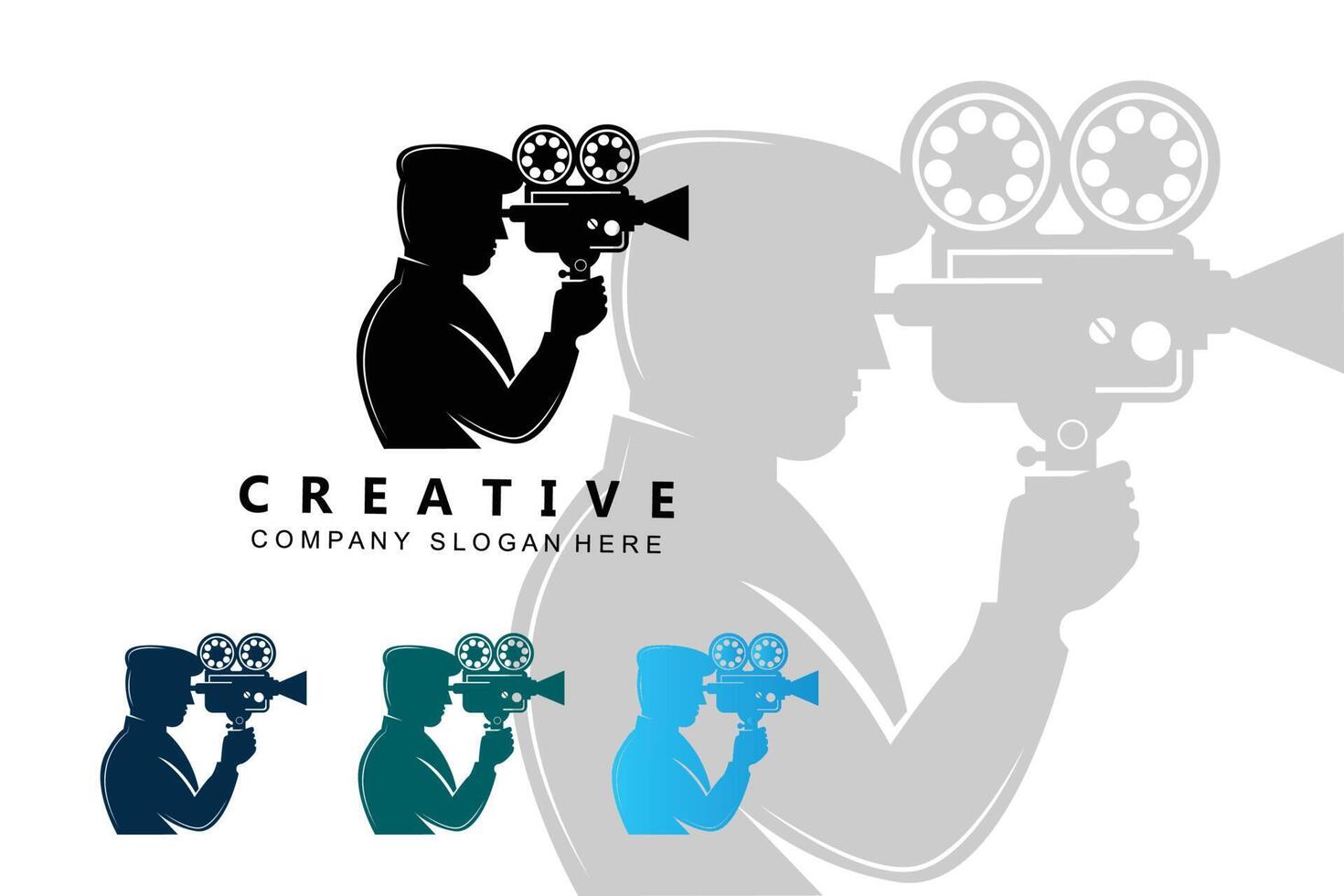 caméra vidéo, lecteur de film et enregistreur symbole d'icône logo vecteur