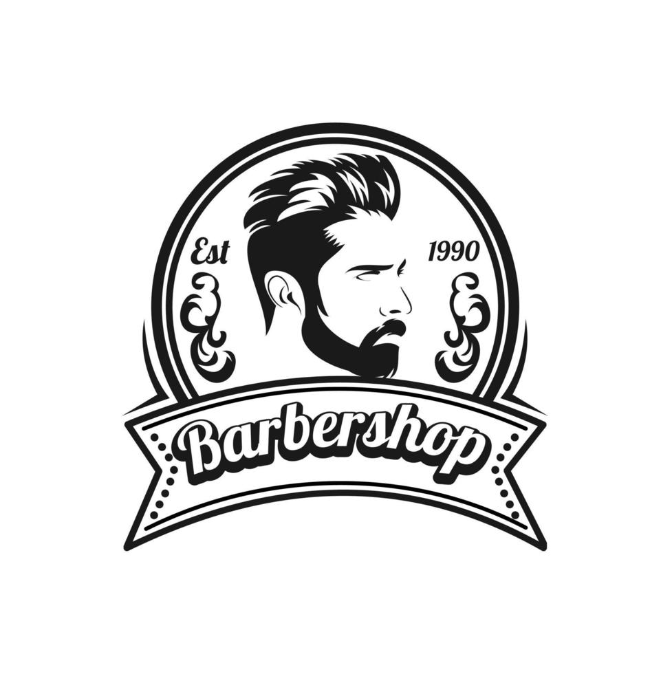 création de logo professionnel pour salon de coiffure style rétro vintage vecteur