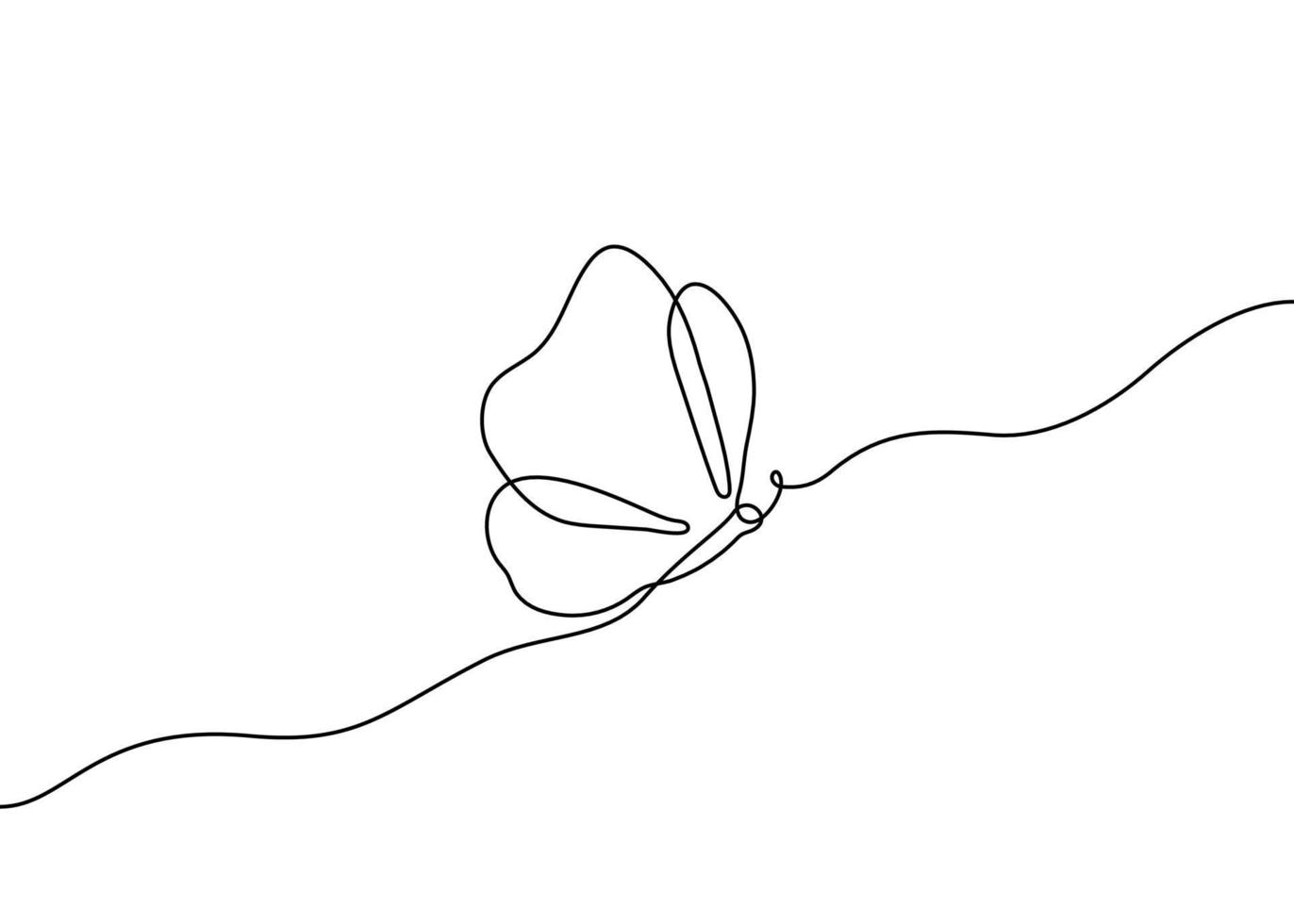mouche papillon, un seul dessin de ligne continue. contour abstrait simple beau papillon. illustration vectorielle vecteur