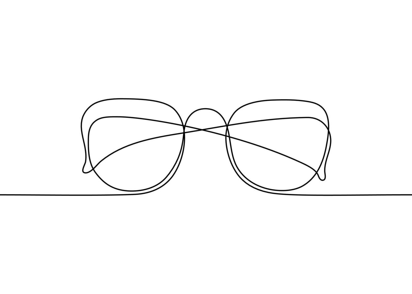 lunettes un style de dessin d'art en ligne continue noir, contour de lunettes de soleil. vue de face du croquis linéaire minimaliste de lunettes. protection des yeux contre le soleil. illustration vectorielle sur fond blanc vecteur