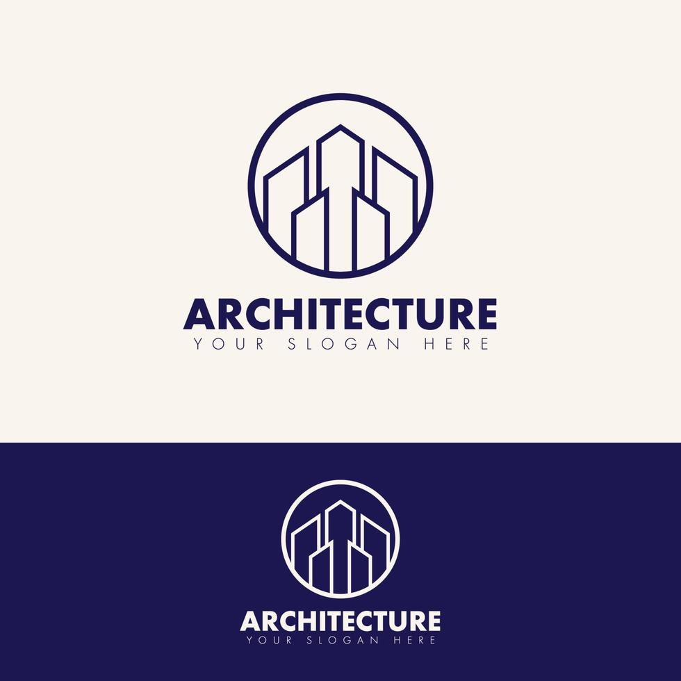 concept de logo de bâtiment immobilier contour simple moderne vecteur