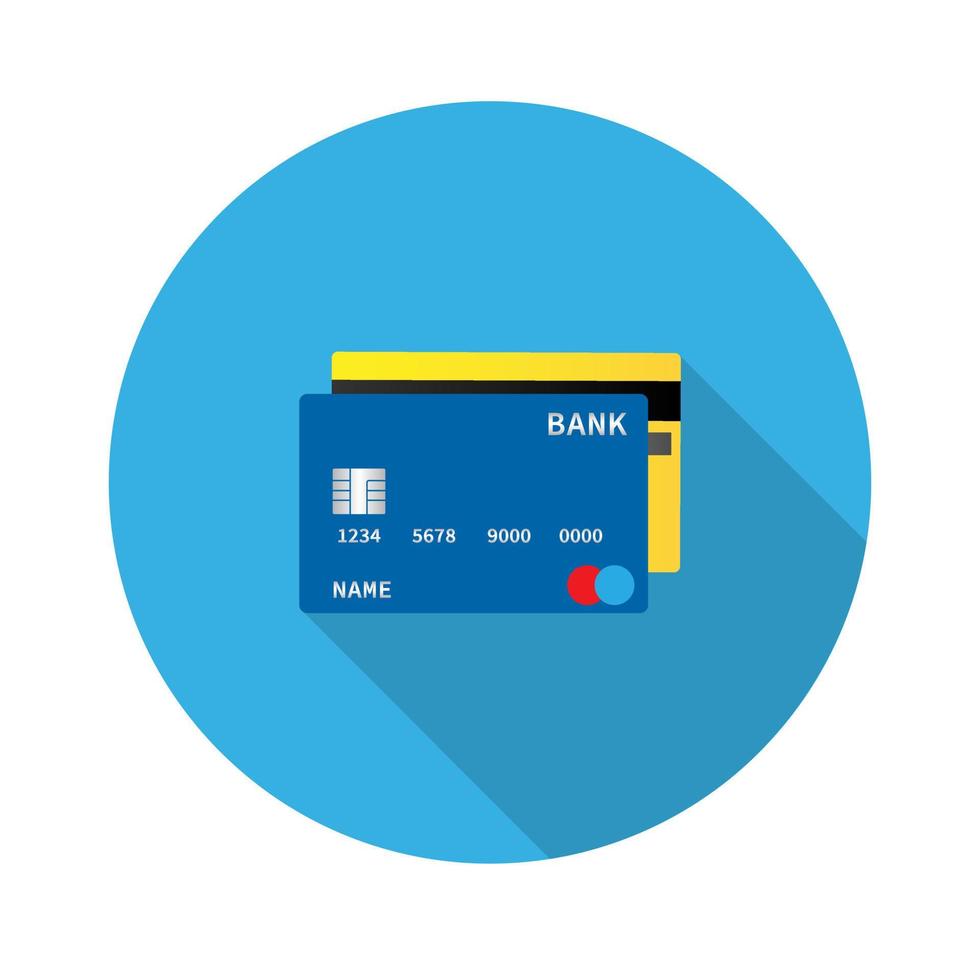 icône plate de carte de crédit, vue avant et arrière.illustration vectorielle dans un style simple avec une ombre tombante. 10 ep. vecteur