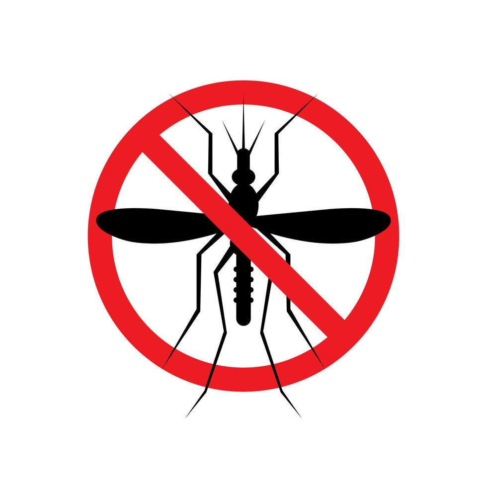 signe interdit d'avertissement de moustique. anti-moustiques, symbole vectoriel de lutte contre les insectes.