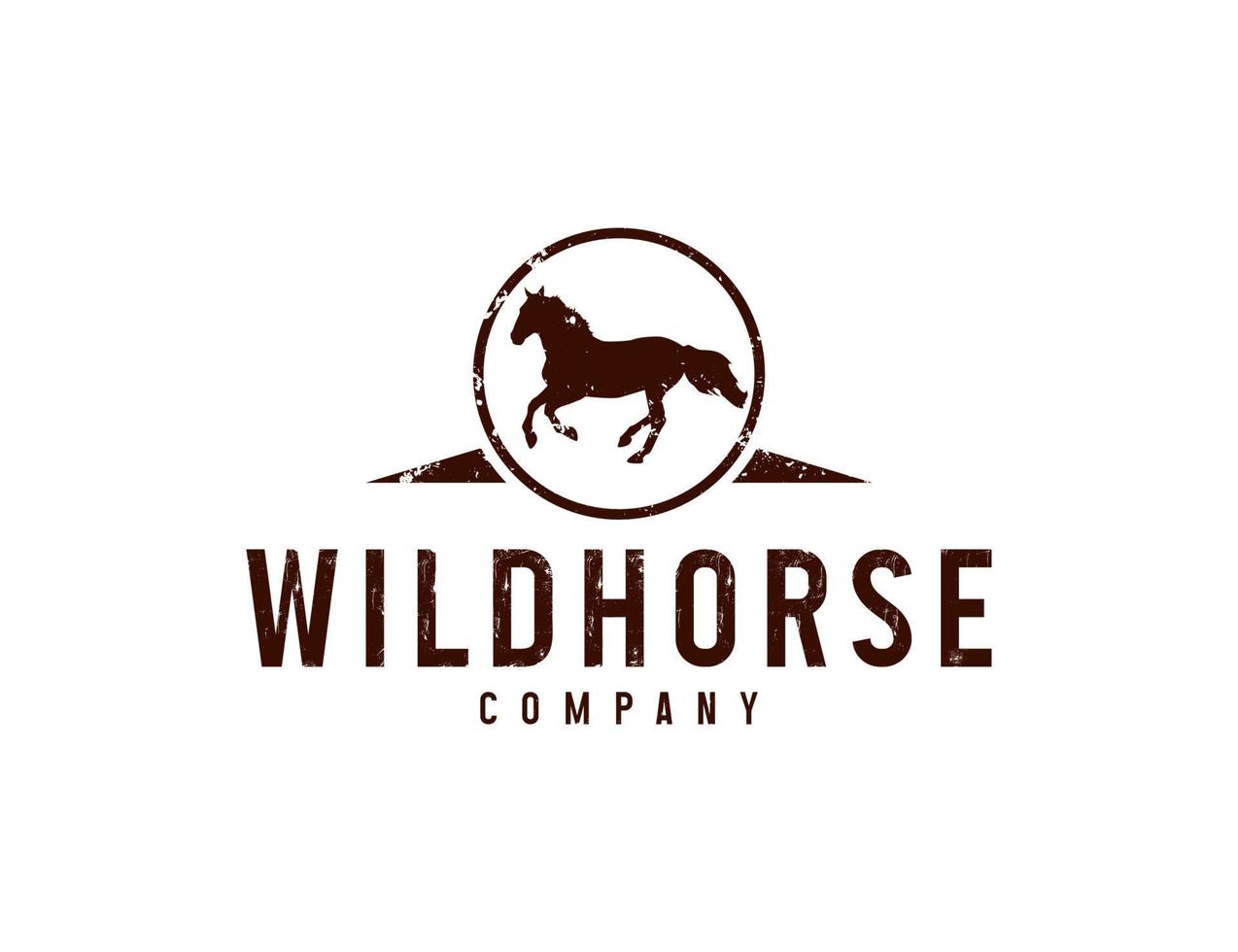 illustration de conception de logo de cheval vintage avec style en détresse vecteur