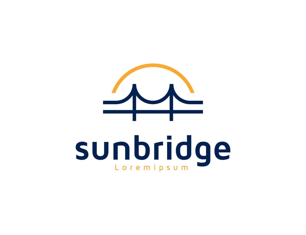 idée de conception de logo de ligne de pont et de soleil vecteur