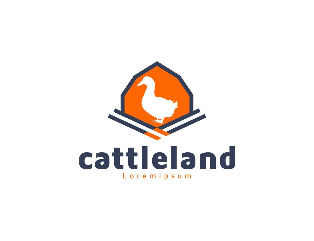 logo de ferme d'étable à bétail avec illustration de canard vecteur