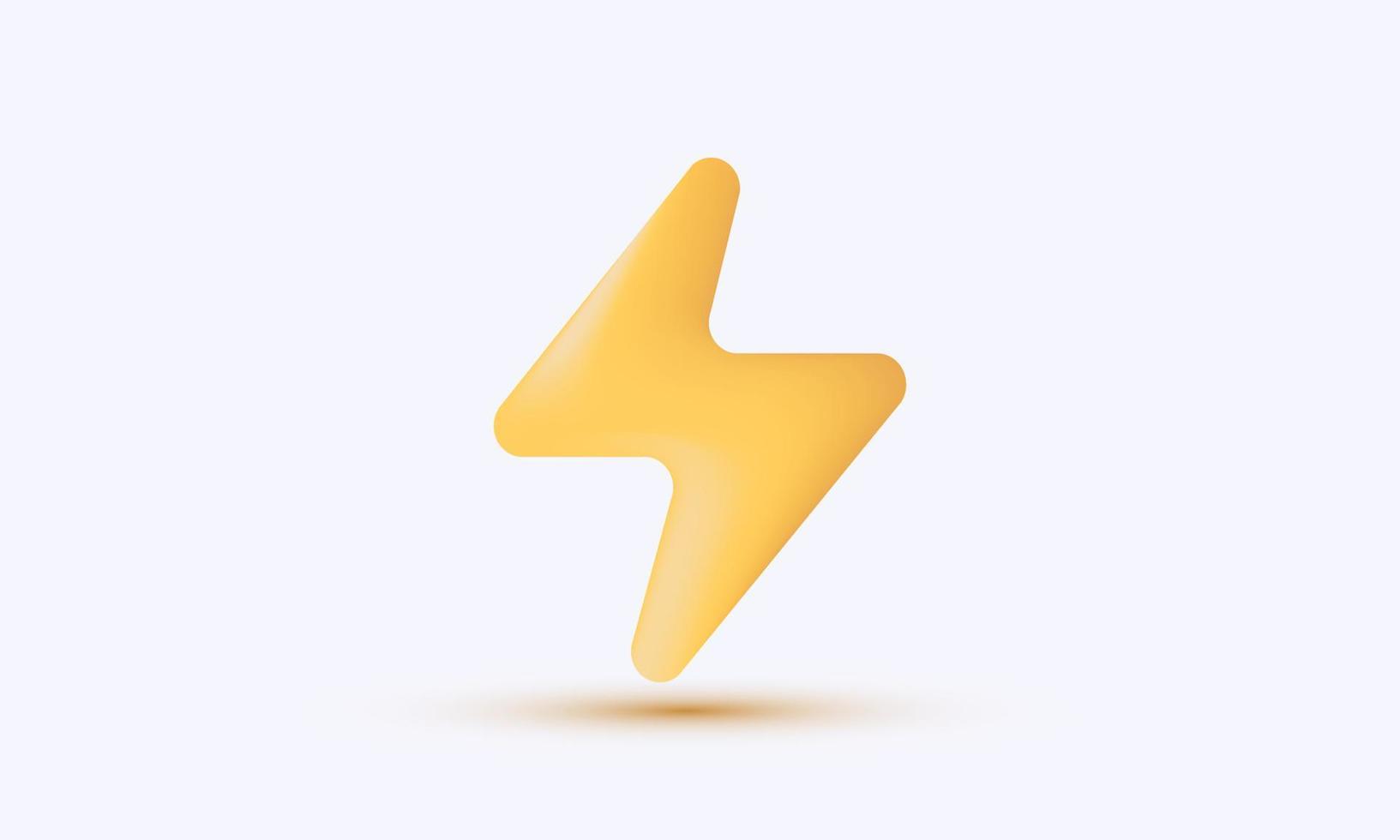 icône 3d flash d'éclairage de boulon de tonnerre jaune réaliste unique isolé sur le vecteur