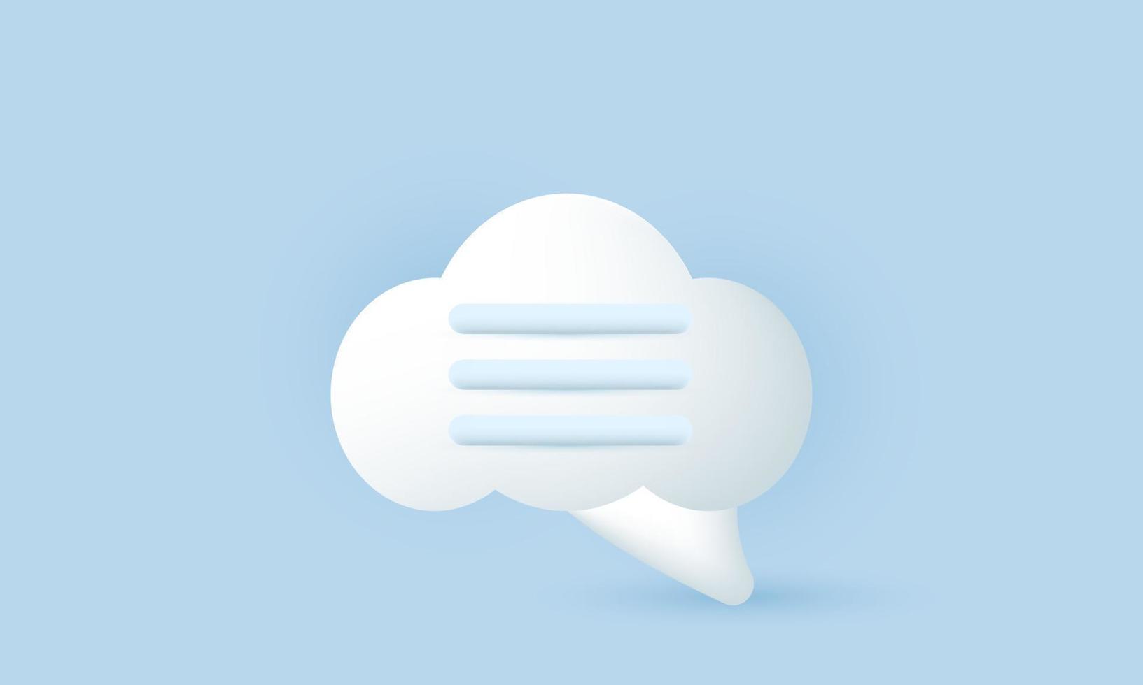 discours unique nuage bulle chat message médias sociaux 3d icône isolé sur vecteur