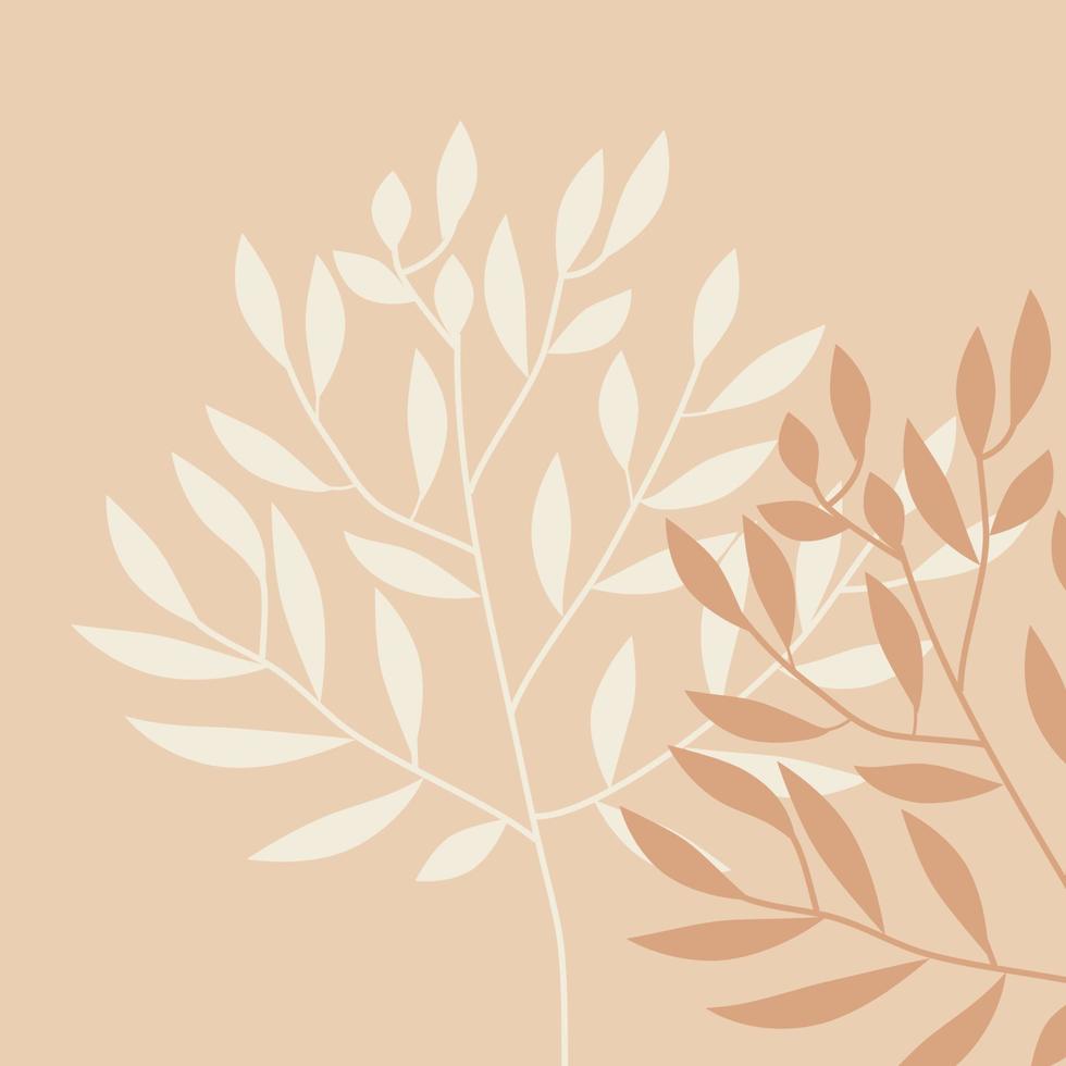 brindille décorative avec feuilles sur fond beige. composition tropicale exotique sur fond beige. vecteur