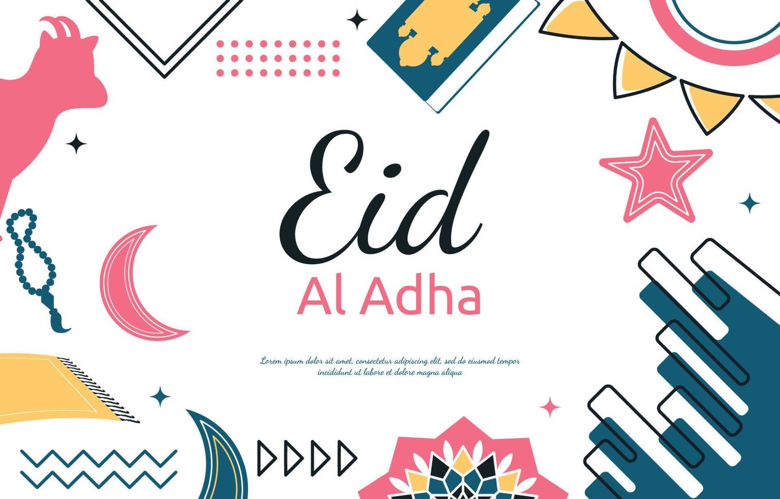 eid adha mubarak événement islamique fond de carte cadeau memphis vecteur