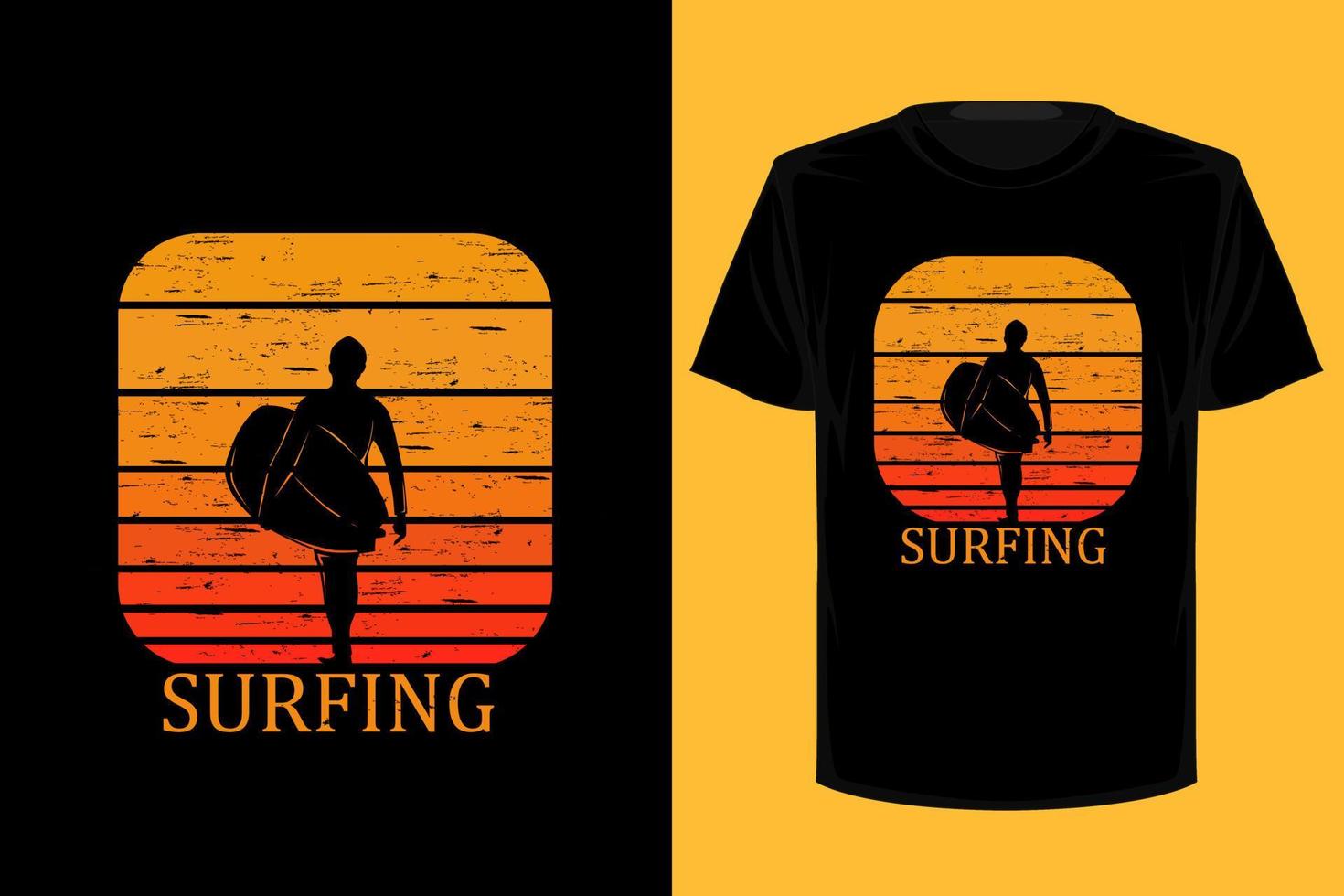 conception de t-shirt vintage rétro de surf vecteur