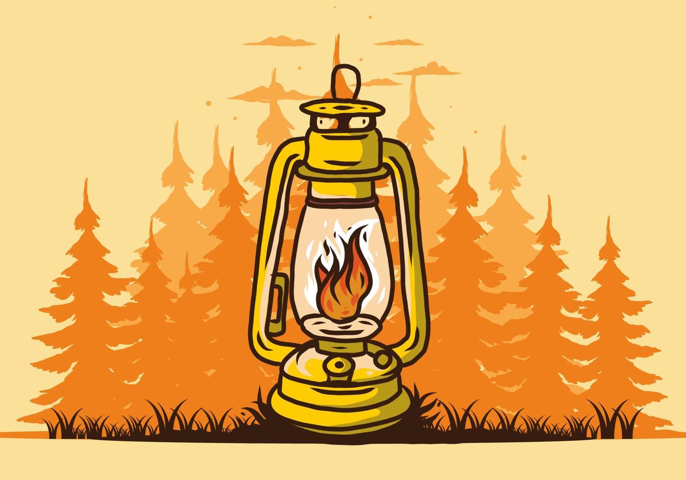 lanterne extérieure vintage colorée avec flamme de feu vecteur
